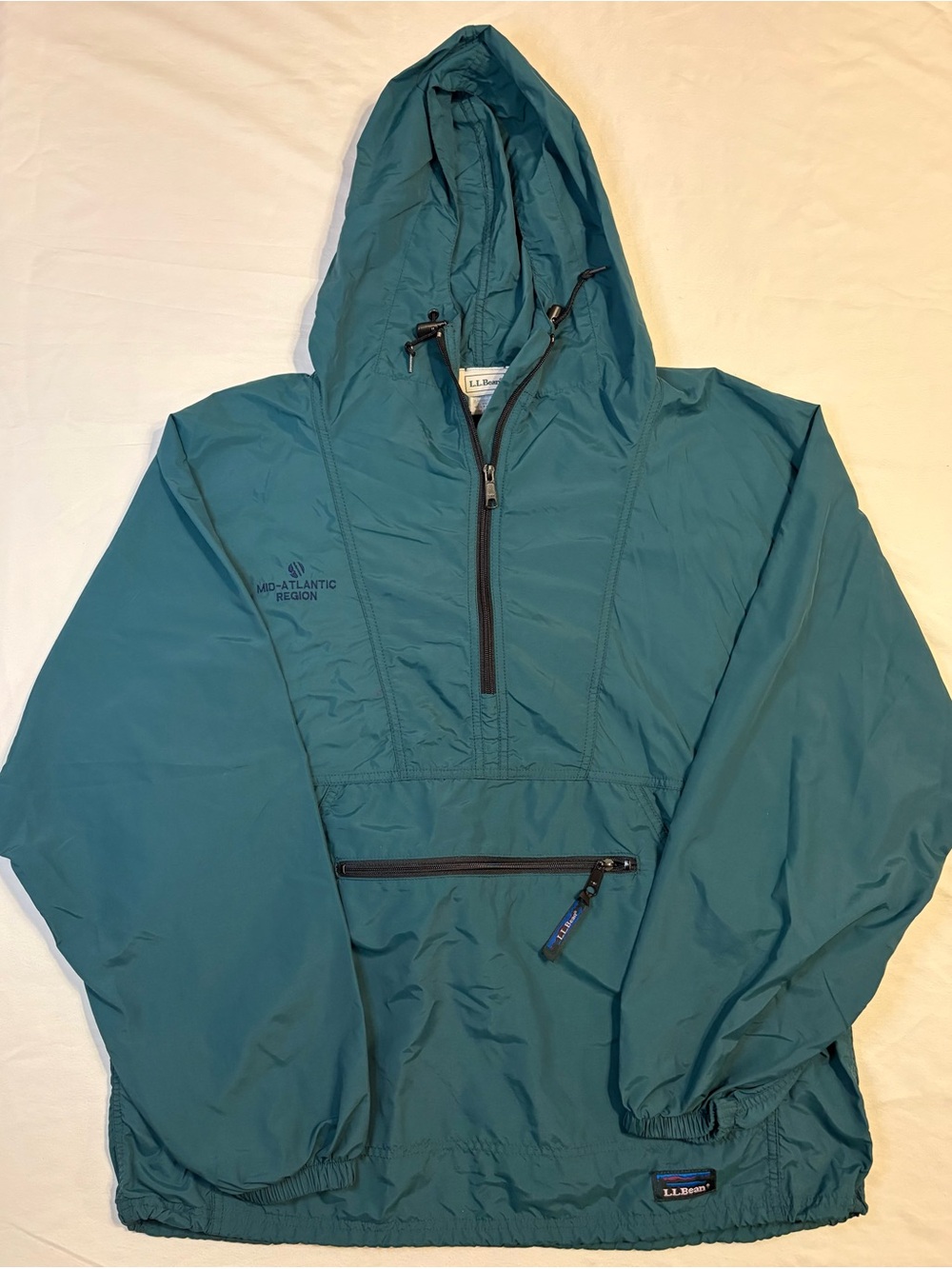 Vintage LL Bean Teal/ Dark Green Nylon Anorak Jacket size L